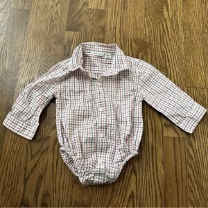 Janie and Jack plaid baby oxford bodysuit, size 6-12M